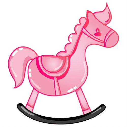 Baby Shower Pink Rocking Horse Sticker